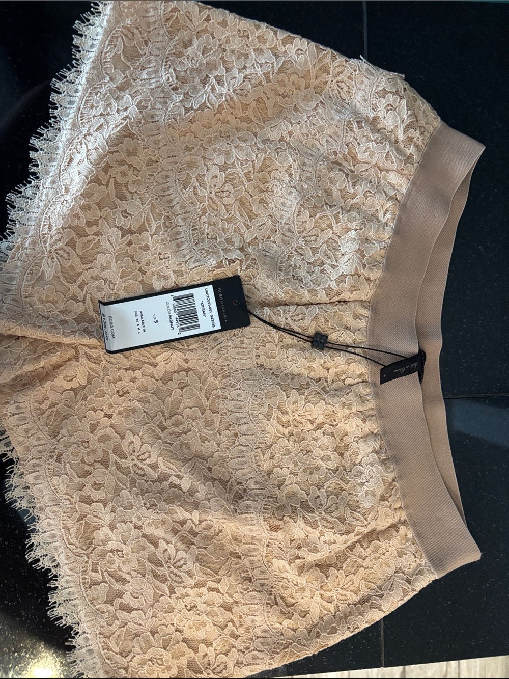 BCBGMaxAzria Nude Beige Lace Skirt